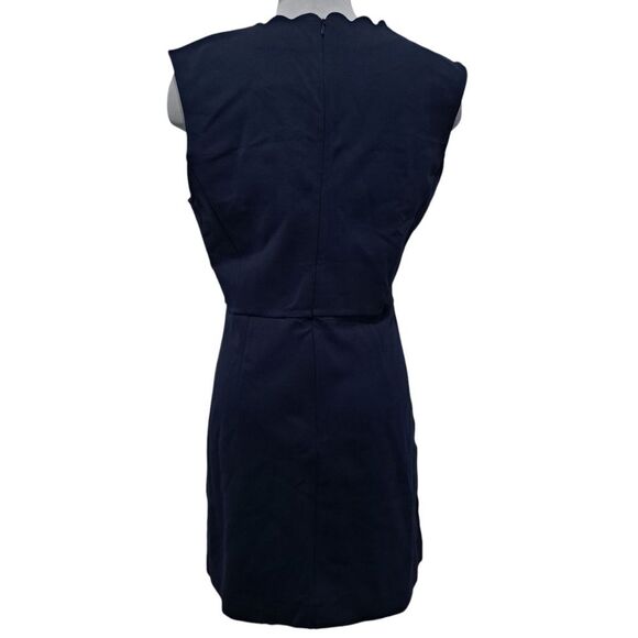 French Connection Lula Scalloped Edge V Neck  Mini Dress Duchess Blue  Sz 12 NWT - Picture 4 of 13